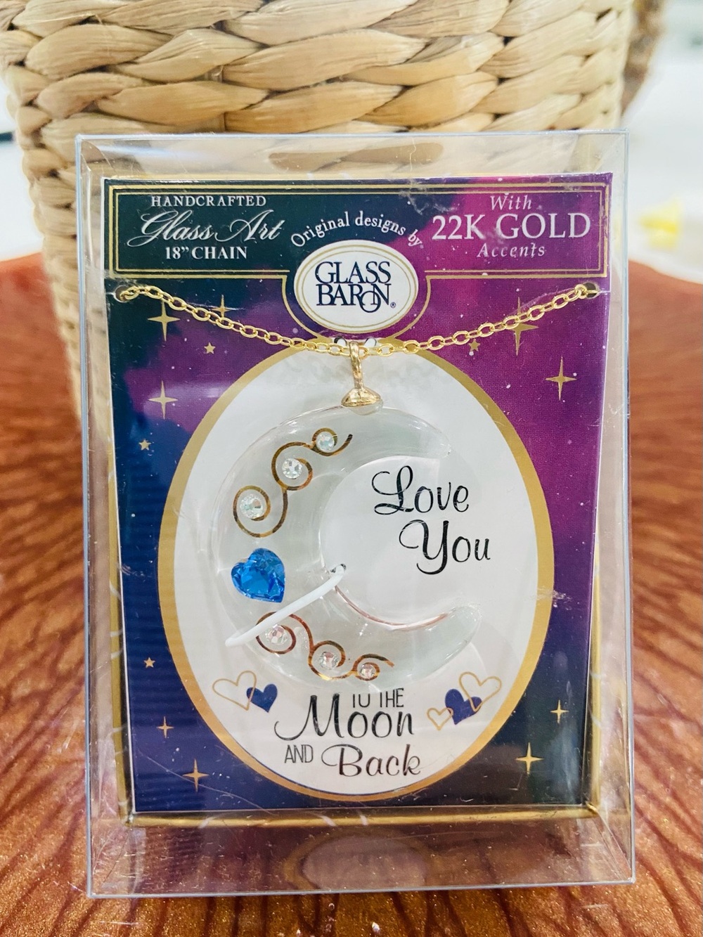Glass Baron -Love you to the moon and back 18” chain and moon pendant